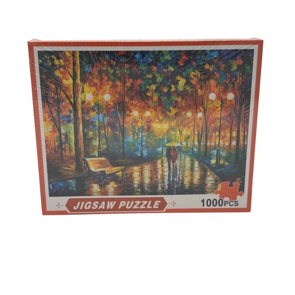 NEW Rainy Night Walk In The Park Romantic Street Scene 1000‎ Pcs Jigsaw Puzzle